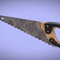 Hand Saw With Metal Serrated Blade And Wooden Black Handle