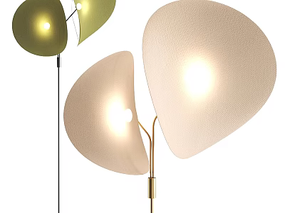 Modern Design Floor Lamps With Beige Green Irregular Shades And Metal Stands Illuminated 3d model