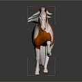 3D Model of Orange and White Horse with White Mane and Tail in Standing Pose 3d model