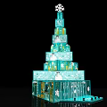 Turquoise Stacked Boxes Christmas Tree Decoration With Snowflake Top And Patterns