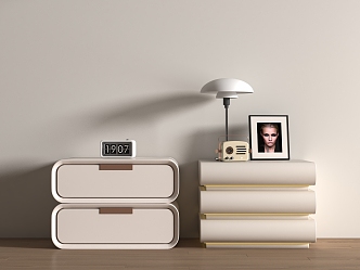 Modern Cream Style Bedside Cabinet 3d model