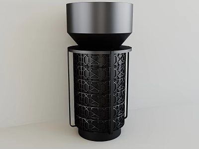 Modern Black Art Installation With Cylindrical Design And Geometric Laser Cut Pattern 3d model