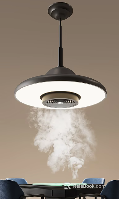 Modern Black Lampshade Pendant Light With White Light And Steam Below 3d model 