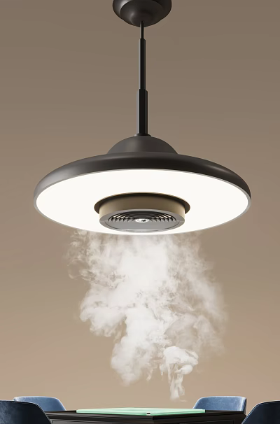 Modern Black Lampshade Pendant Light With White Light And Steam Below 3d model