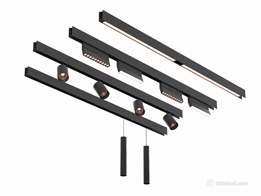 Modern Black Grid Lights Featuring LED Lighting For Commercial Office Spaces 3d model 