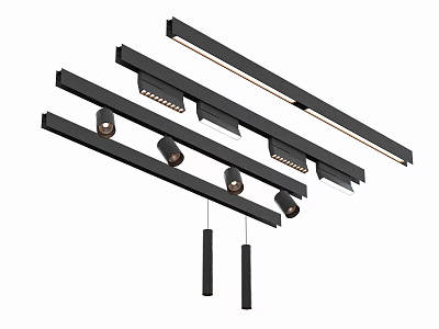 Magnetic absorption track lamp grille lamp 3d model