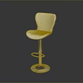 Modern White Bar Stool With Geometric Pattern Backrest Sturdy Metal Base And Adjustable Height Feature 3d model