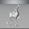 White Unicorn with Purple Horn and Pink Hooves Flowing Mane and Tail Magical Creature Design
