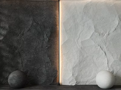 Textured Dark Gray And Ivory White Background Walls With Gray And White Spheres 3d model