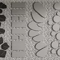 Various Shaped Stepping Stones With Circular Oval And Rectangular Stone Slabs For Garden Pathway