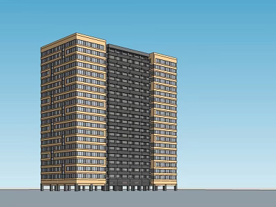 Modern High Rise Office Building With Yellow Black Exterior And Glass Windows Design 3d model