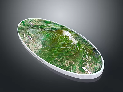Oval Framed Green Mountain Landscape Featuring Natural Terrain And Lush Vegetation 3d model