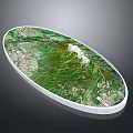 Oval Framed Green Mountain Landscape Featuring Natural Terrain And Lush Vegetation