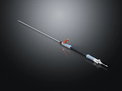 Slender Medical Device With Metal Tip And Orange Handle Component For Surgical Use 3d model