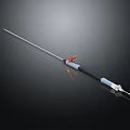 Slender Medical Device With Metal Tip And Orange Handle Component For Surgical Use 3d model