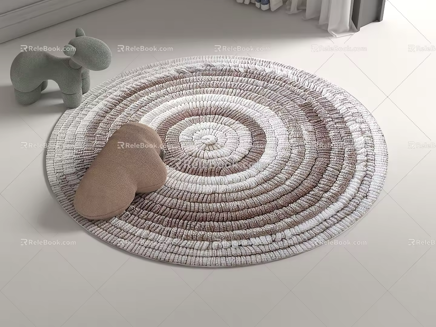 Modern Round Carpet Fabric Carpet Cream Style Carpet Home Style Carpet Round Cream Style Carpet 3d model