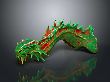 Fantasy Style Green Dragon Head Dragon Head Department Creatures Reptile Scales Teeth Eyes Fantasy Monster Mythical Animal Fantasy Animal (ID:ggajh075087)