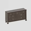 Dark Brown Drawer Chest with Carved Details and Metal Handles Elegant Leg Design
