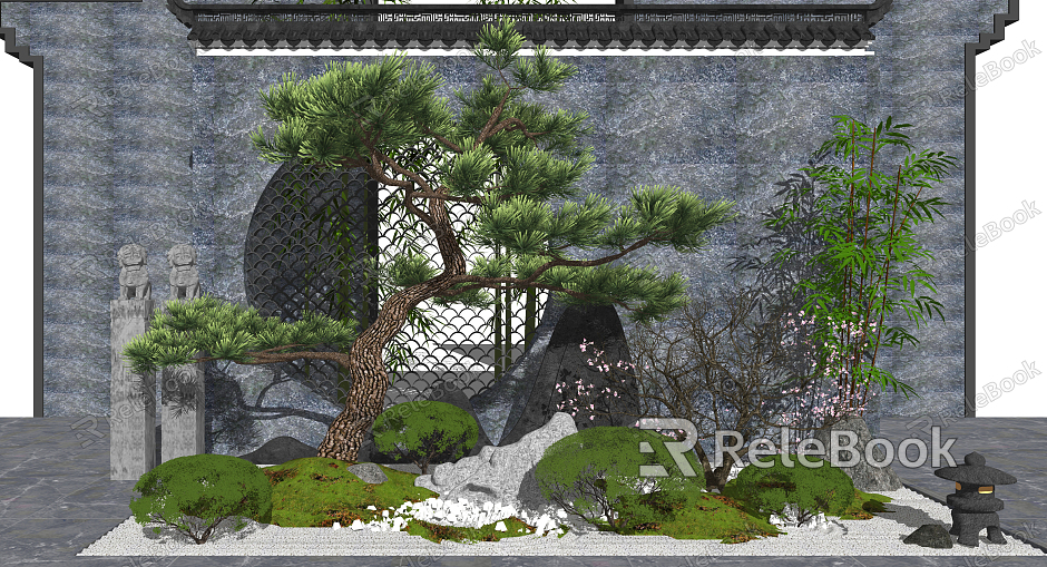 New Chinese landscape sketch landscape tree model