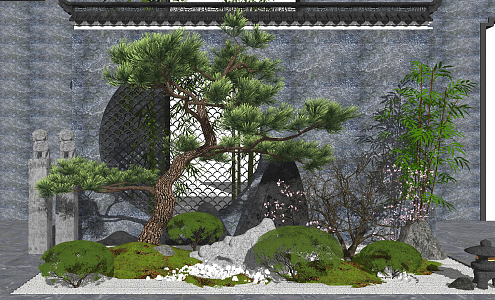 New Chinese landscape sketch landscape tree 3d model