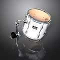 White Snare Drum With Metal Stand Shiny Chrome Hardware And Natural Drumhead