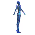 Blue Elven Mythical Creature With Intricate Body Patterns And Winged Shoulders