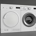 White Front Load Washing Machines With Control Panels And Digital Displays 3d model