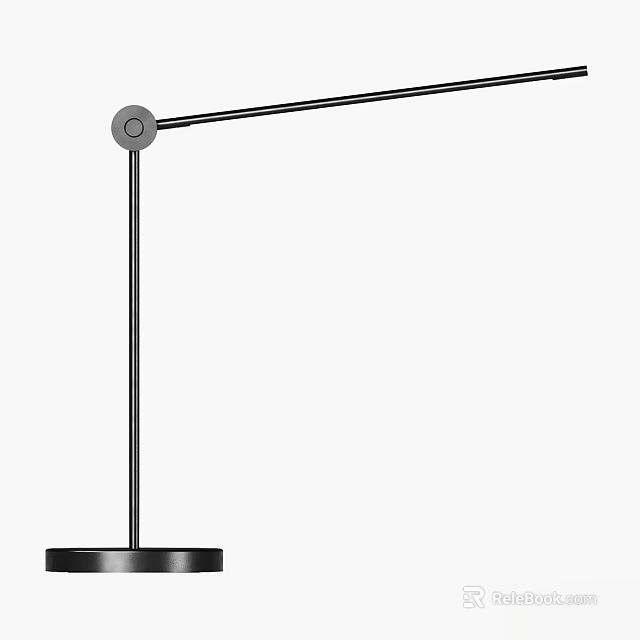Modern Minimalist Desk Lamp With Adjustable Slim Metal Arm And Round Base 3d model 