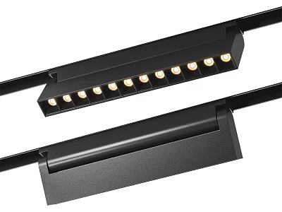Black LED Downlights And Spotlights With Strip Design And Multiple Bulbs 3d model