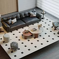 Luxury Dark Leather Sofa And Stylish Coffee Table Combination For Elegant Modern Living Room Interior
