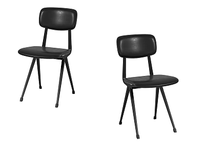 Two Black Leisure Chairs With Black Backrests Seats And Metal Legs 3d model