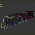 Black Train Locomotive 3D Model With Detailed Design And Yellow Front Details
