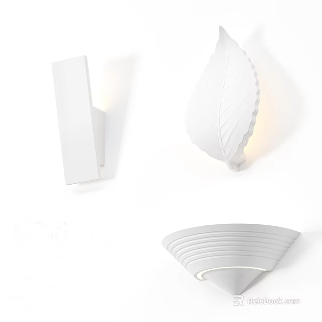 Modern White Wall Sconces With Different Decorative Designs For Home Lighting 3d model