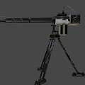 Tripod Mounted Multi Barrel Weapon Featuring Metal Frame And Cooling Grille 3d model