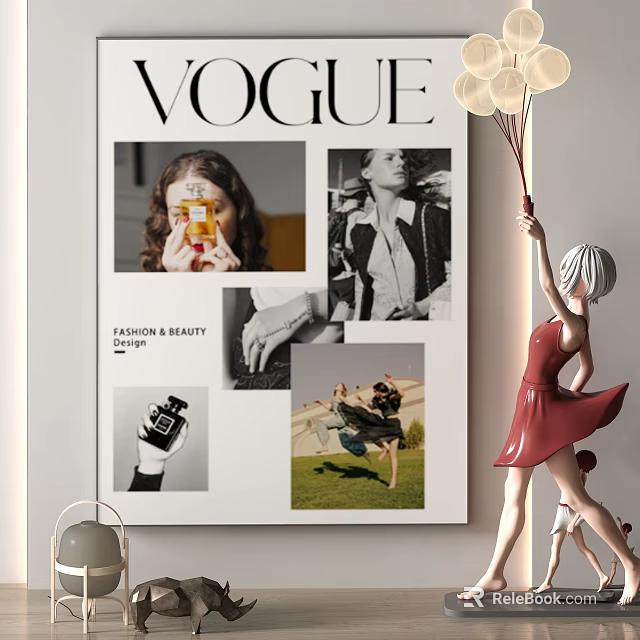 VOGUE Fashion Beauty Wall Art With Sculpture And Decor Elements 3d model 