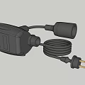 Black Electrical Power Adapter with Coiled Cable and Two Prong Plug