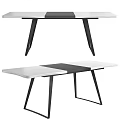 Modern Dining Table With Black And White Top And Angular Metal Legs Design 3d model