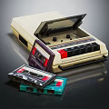 Vintage Cassette Tape Recorder With Open Lid And Colorful Cassette Tapes
