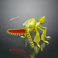 Golden Ant Game Movie Character with Large Red Mouth Serrated Teeth and Yellow Wings