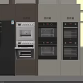 Modern Kitchen Interior With Built In Steam Ovens And Wooden Cabinets