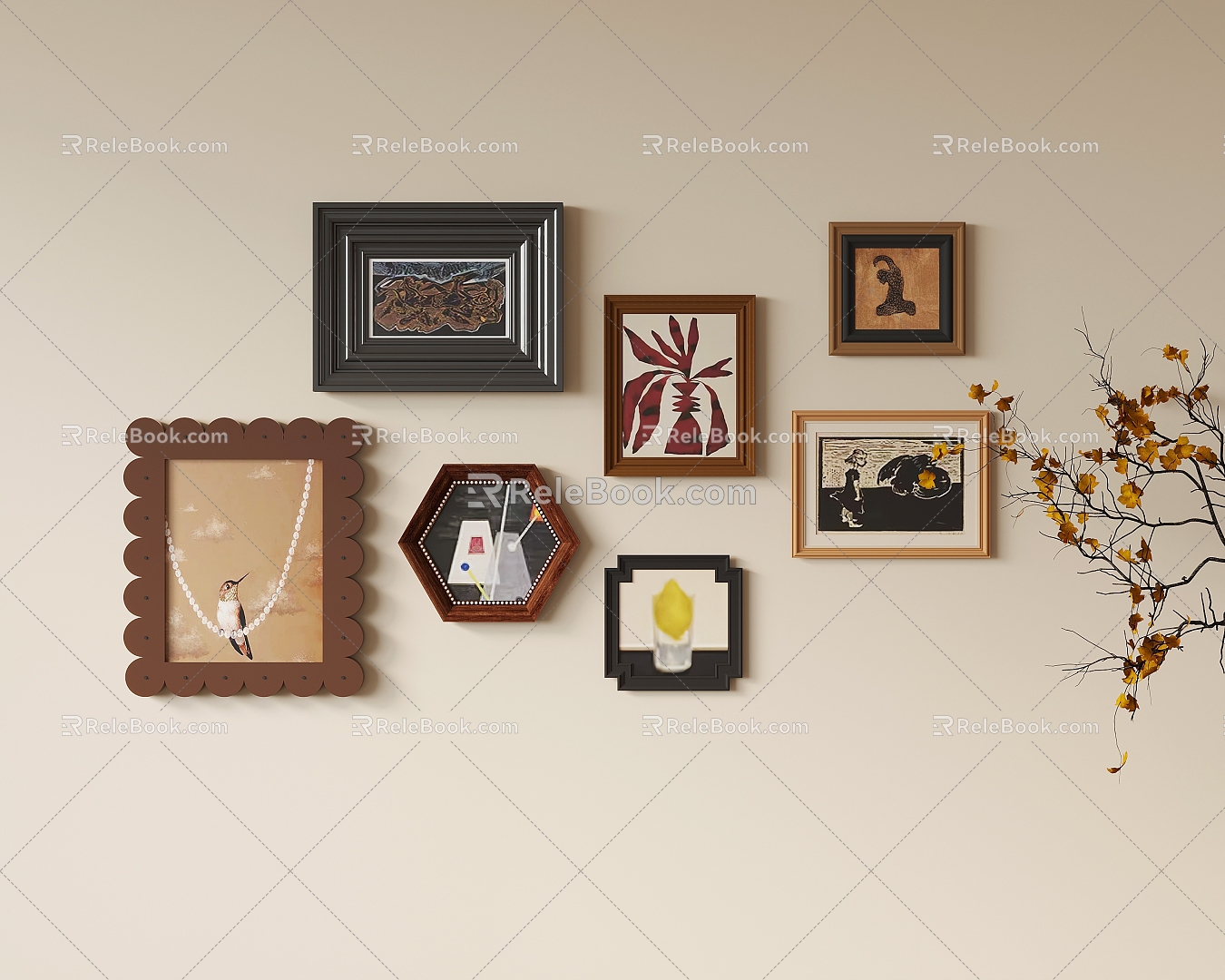 Antique Hanging Picture Combination Photo Frame 3d model