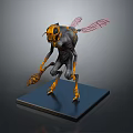 Game Movie Character Yellow Black Insect Creature With Wings Holding Honey Pot On Base
