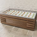 Wooden Display Shelf With Glass Cover For Pastries And Dessert Storage