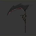 Fantasy Weapon Featuring Curved Blade And Intricate Metal Handle Design