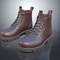 Brown Leather Boots with Lace Up Design Thick Rubber Sole and High Top Ankle Style