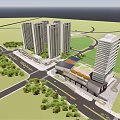 Modern High Rise Residential Buildings Exterior With Greenery And Blue Sky