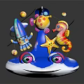 Vibrant Marine Character And Creatures With Seahorse Starfish Spotted Fish Blue Base And Colorful Balls