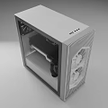 Sleek White Black PC Case With Front Panel Ports Ventilation Holes And Transparent Side Panel 3d model