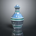 Elegant Blue Household Vase With Green Decorative Bands For Home Decoration