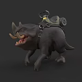 Fantasy Horned Reptile With Saddle And Metal Gear 3D Model Design
